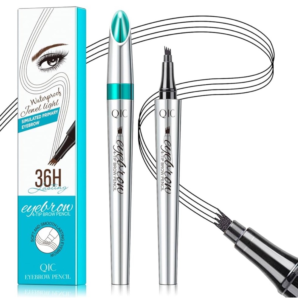 Eyebrow Pencil 4 Tip Microblading Pen Waterproof Smudge-Proof 4# Black